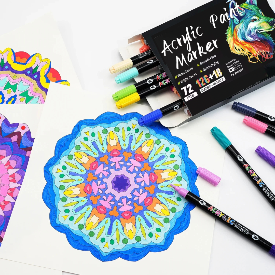 Omzieh Dual-Tip Acrylic Paint Markers | Vibrant Colors for Illustration, Sketchbooks & Mixed Media