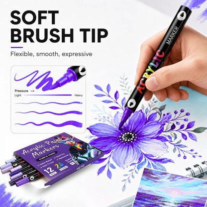 Omzieh Dual-Tip Acrylic Paint Markers | Lavender Set