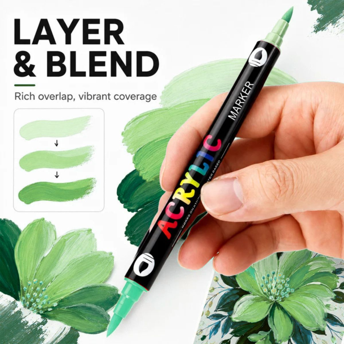 Omzieh Dual-Tip Acrylic Paint Markers | Eucalyptus Set