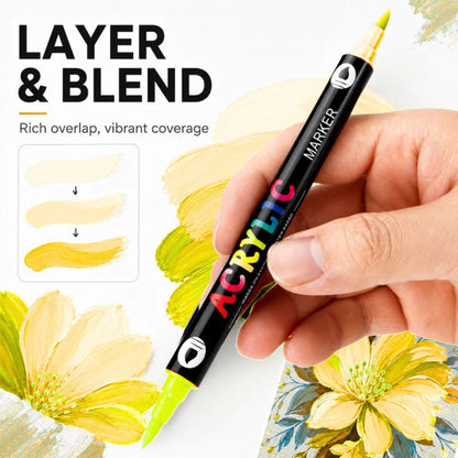 Omzieh Dual-Tip Acrylic Paint Markers | Lemongrass Set