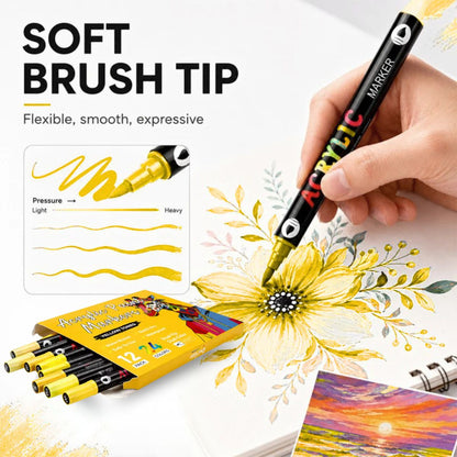Omzieh Dual-Tip Acrylic Paint Markers | Lemongrass Set