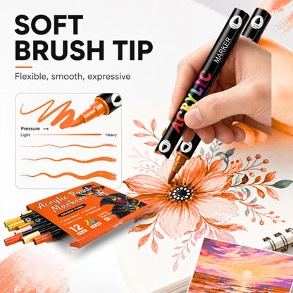 Omzieh Dual-Tip Acrylic Paint Markers | Sweet Orange Set