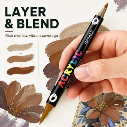 Omzieh Dual-Tip Acrylic Paint Markers | Cedarwood Set