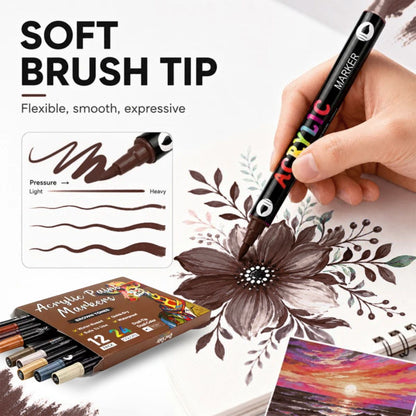 Omzieh Dual-Tip Acrylic Paint Markers | Cedarwood Set