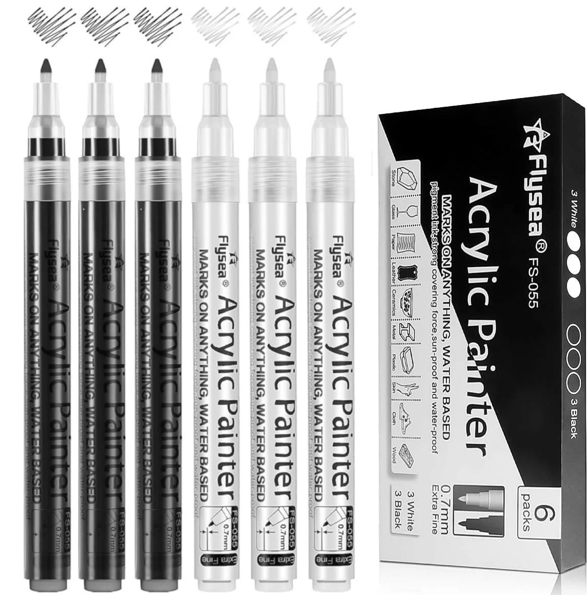 Omzieh White Acrylic Paint pens v3- Set of 6