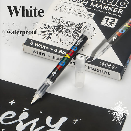 Color Play Acrylic Brush Markers - Black and White Set