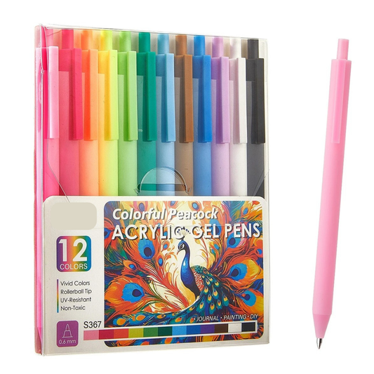 Omzieh Pastel Acrylic Gel Pens — 12 Fine Point Colors